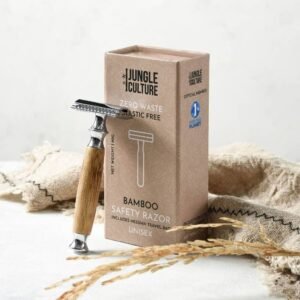 Bamboo Safety Razor - Unisex Eco-Friendly Razors, Zero Waste: Thick Handle / Light Wood Tone